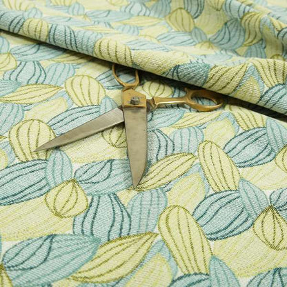 Green Blue Colours Nature Inspired Pattern Soft Chenille Upholstery Fabric JO-149 - Roman Blinds