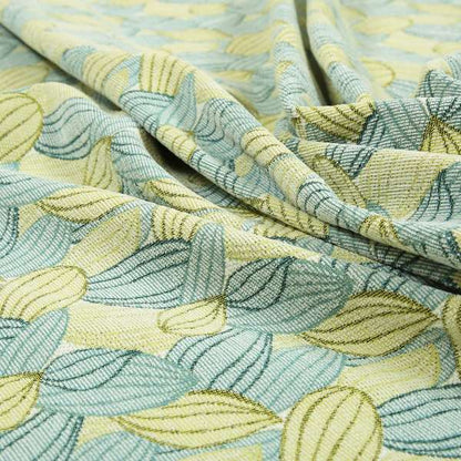 Green Blue Colours Nature Inspired Pattern Soft Chenille Upholstery Fabric JO-149 - Roman Blinds