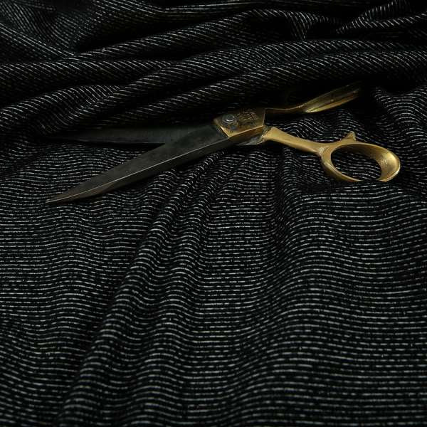 Gloria Plain Textured Chenille Upholstery Fabric In Black Colour JO-152 - Made To Measure Curtains