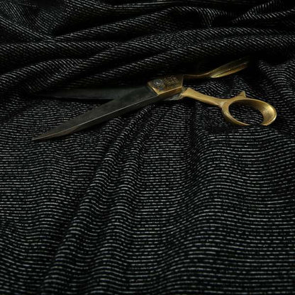 Gloria Plain Textured Chenille Upholstery Fabric In Black Colour JO-152 - Made To Measure Curtains