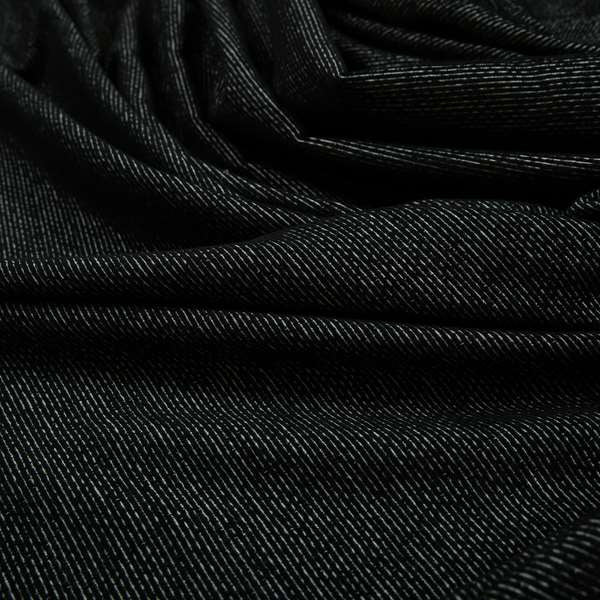 Gloria Plain Textured Chenille Upholstery Fabric In Black Colour JO-152 - Made To Measure Curtains