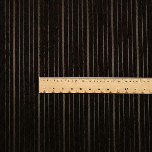 Vegas Brown Shine Effect Striped Pattern Soft Chenille Upholstery Fabric JO-153 - Made To Measure Curtains