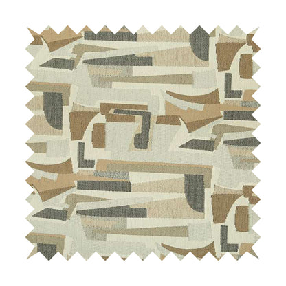 Maasai African Inspired Geometric Art Design Fabric In Beige Grey Woven Soft Chenille Furnishing Fabric JO-154 - Roman Blinds