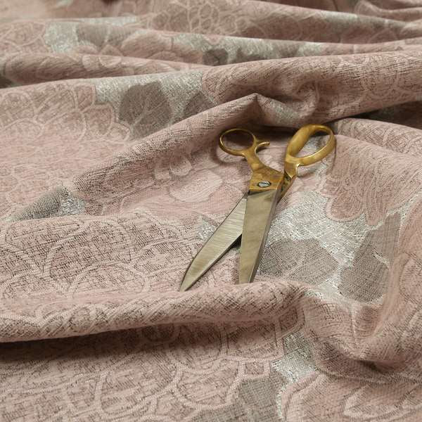 Pink Coloured Floral Pattern Soft Chenille Fabric JO-156 - Made To Measure Curtains