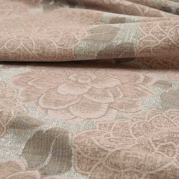 Pink Coloured Floral Pattern Soft Chenille Fabric JO-156