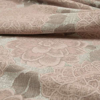 Pink Coloured Floral Pattern Soft Chenille Fabric JO-156 - Made To Measure Curtains