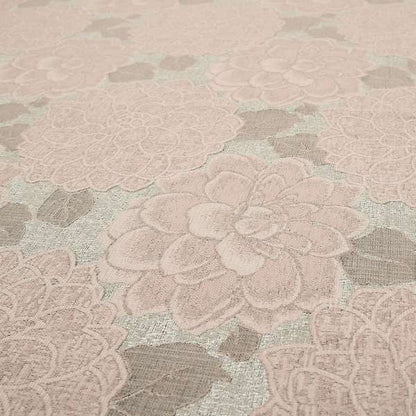 Pink Coloured Floral Pattern Soft Chenille Fabric JO-156 - Roman Blinds