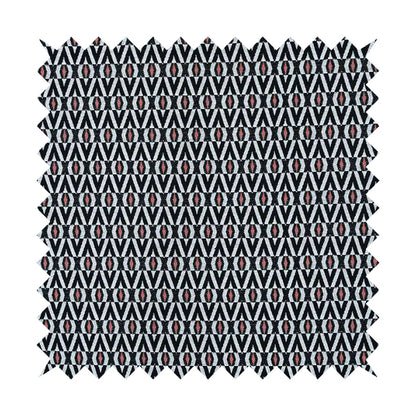 Uzbek Decorative Geometric Pattern Black White Pink Colour Soft Chenille Interior Fabric JO-159 - Made To Measure Curtains