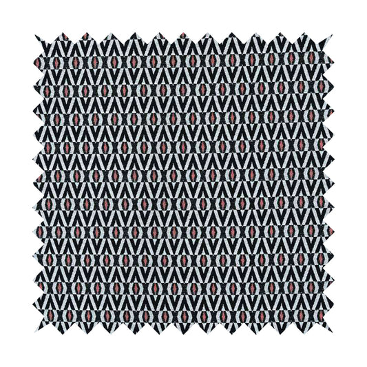 Uzbek Decorative Geometric Pattern Black White Pink Colour Soft Chenille Interior Fabric JO-159