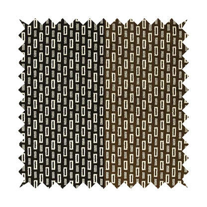 Geometric Blocks Pattern Cream Brown Black Colour Velvet Upholstery Fabric JO-16 - Made To Measure Curtains