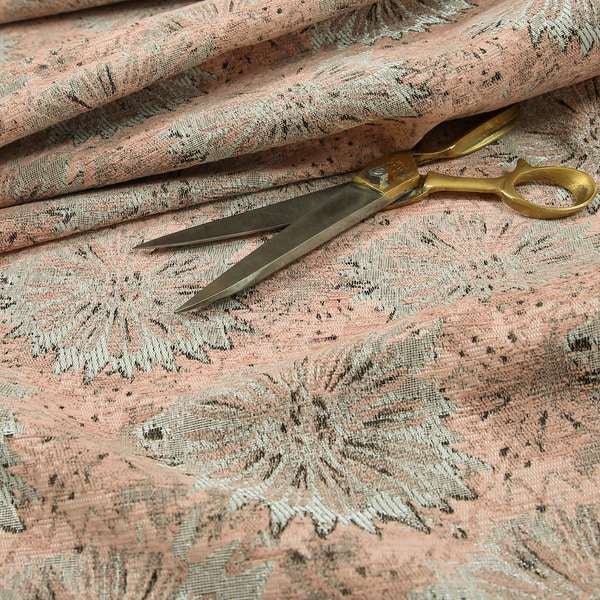 Pink Coloured Vibrant Floral Pattern Soft Chenille Fabric JO-160 - Made To Measure Curtains