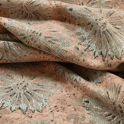 Pink Coloured Vibrant Floral Pattern Soft Chenille Fabric JO-160 - Made To Measure Curtains