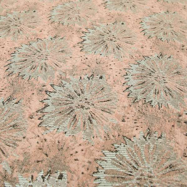 Pink Coloured Vibrant Floral Pattern Soft Chenille Fabric JO-160 - Made To Measure Curtains