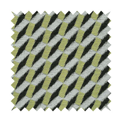 White Green Black Geometric Pattern Upholstery Chenille Fabric JO-162 - Made To Measure Curtains