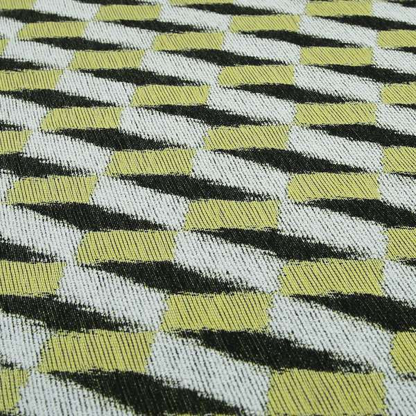 White Green Black Geometric Pattern Upholstery Chenille Fabric JO-162 - Made To Measure Curtains