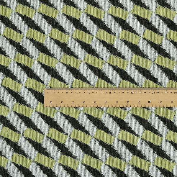 White Green Black Geometric Pattern Upholstery Chenille Fabric JO-162 - Roman Blinds