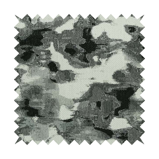 Camouflage Abstract Pattern Black Grey Colour Soft Chenille Fabric JO-167