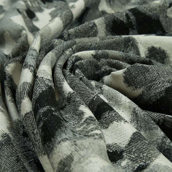 Camouflage Abstract Pattern Black Grey Colour Soft Chenille Fabric JO-167 - Made To Measure Curtains