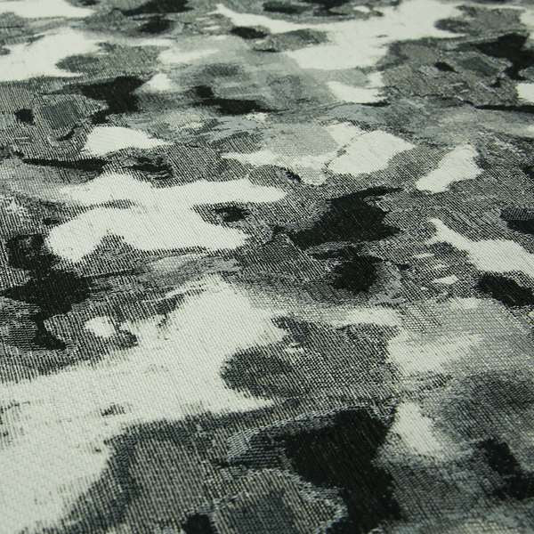 Camouflage Abstract Pattern Black Grey Colour Soft Chenille Fabric JO-167 - Made To Measure Curtains