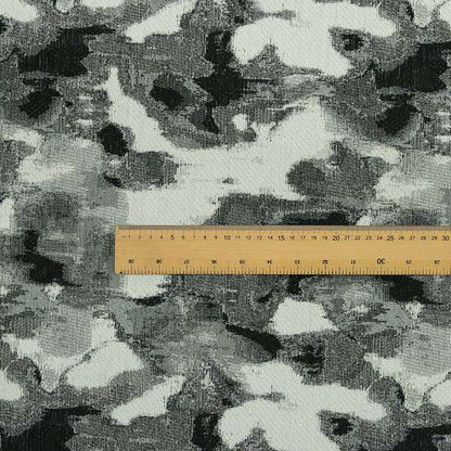 Camouflage Abstract Pattern Black Grey Colour Soft Chenille Fabric JO-167 - Roman Blinds