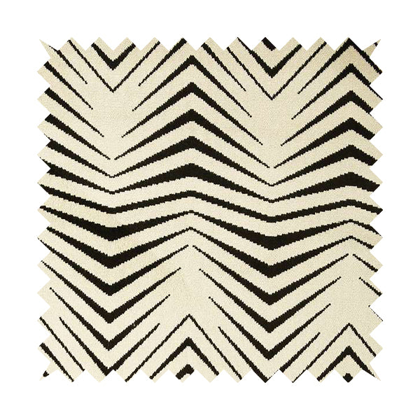 Geometric Thin Chevron Striped Cream Black Colour Pattern Velvet Upholstery Fabric JO-17 - Roman Blinds