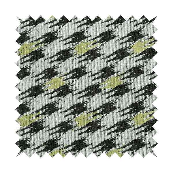 White Green Black Geometric Pattern Upholstery Chenille Fabric JO-170 - Made To Measure Curtains