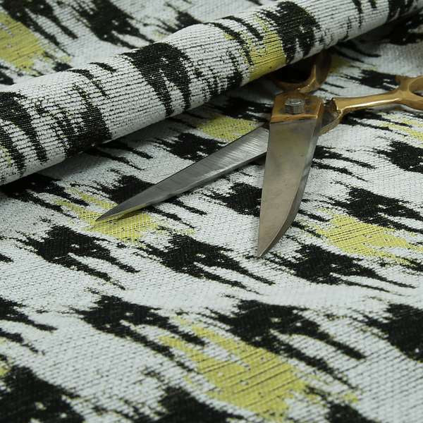 White Green Black Geometric Pattern Upholstery Chenille Fabric JO-170 - Made To Measure Curtains