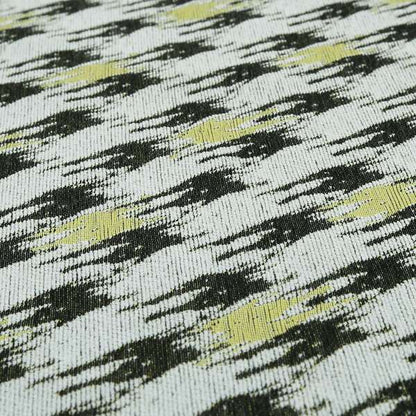 White Green Black Geometric Pattern Upholstery Chenille Fabric JO-170