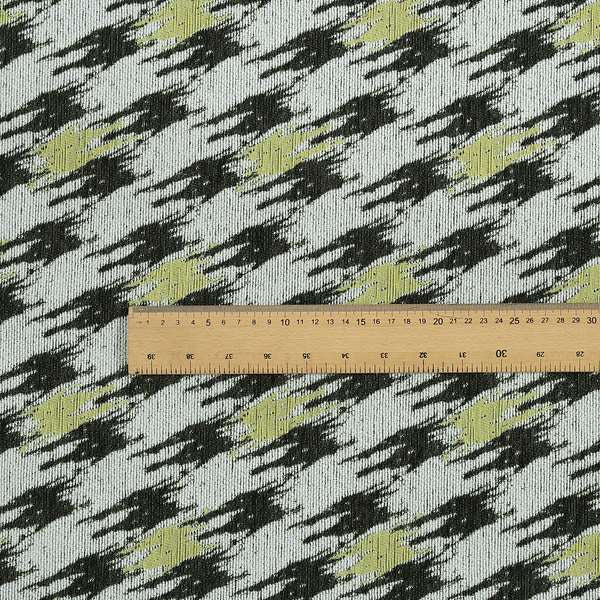 White Green Black Geometric Pattern Upholstery Chenille Fabric JO-170 - Made To Measure Curtains