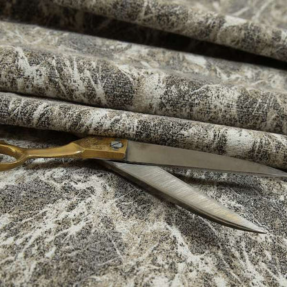 Grey Beige Yorkshire Dales Stone Effect Pattern Soft Chenille Fabric JO-171 - Made To Measure Curtains