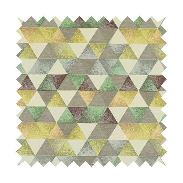 Le Triangle Collection Soft Feel Geometric Diamond Pattern Green Limes Chenille Upholstery Fabric JO-176 - Roman Blinds