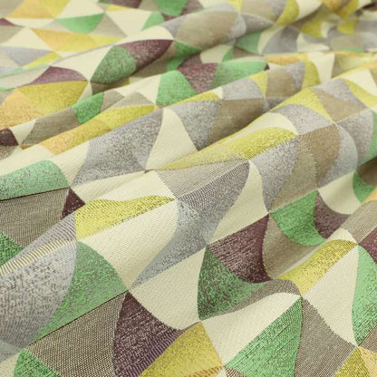 Le Triangle Collection Soft Feel Geometric Diamond Pattern Green Limes Chenille Upholstery Fabric JO-176 - Roman Blinds