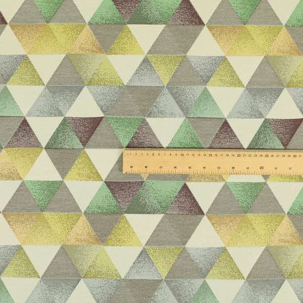 Le Triangle Collection Soft Feel Geometric Diamond Pattern Green Limes Chenille Upholstery Fabric JO-176 - Roman Blinds