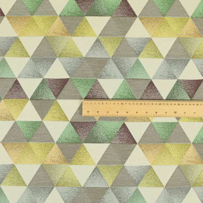 Le Triangle Collection Soft Feel Geometric Diamond Pattern Green Limes Chenille Upholstery Fabric JO-176