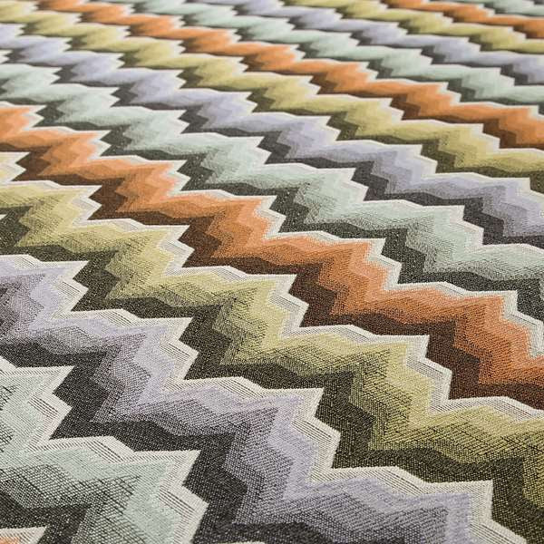 Geometric Colourful Funky Chevron Pattern Fabric Vibrant Colours Chenille Upholstery Fabric JO-18 - Roman Blinds