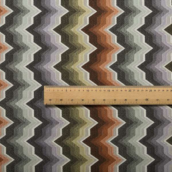 Geometric Colourful Funky Chevron Pattern Fabric Vibrant Colours Chenille Upholstery Fabric JO-18 - Made To Measure Curtains