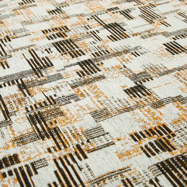 Abstract Design White Orange Black Colour Furnishing Fabric JO-181 - Roman Blinds