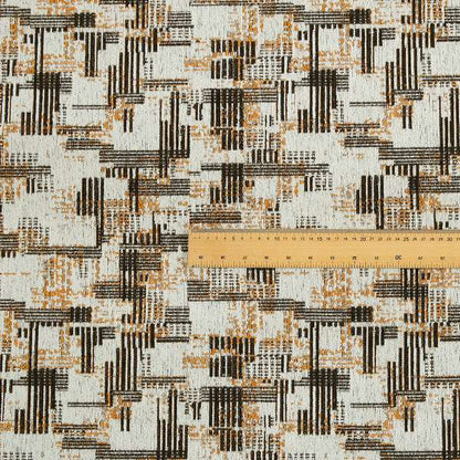 Abstract Design White Orange Black Colour Furnishing Fabric JO-181 - Made To Measure Curtains