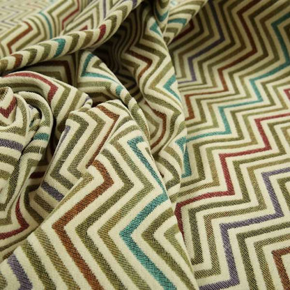 Multi Coloured Chevron Striped Soft Chenille Fabric JO-183 - Roman Blinds