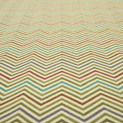 Multi Coloured Chevron Striped Soft Chenille Fabric JO-183