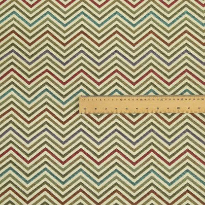 Multi Coloured Chevron Striped Soft Chenille Fabric JO-183 - Made To Measure Curtains