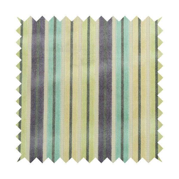 Ziani Cut Velvet Fabric In Striped Pattern Winter Yellow Teal Purple Grey Colour JO-184 - Made To Measure Curtains