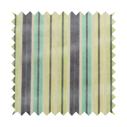 Ziani Cut Velvet Fabric In Striped Pattern Winter Yellow Teal Purple Grey Colour JO-184