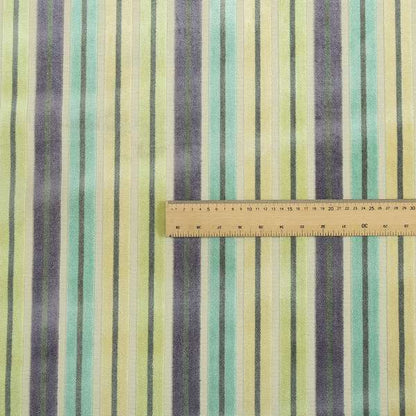 Ziani Cut Velvet Fabric In Striped Pattern Winter Yellow Teal Purple Grey Colour JO-184