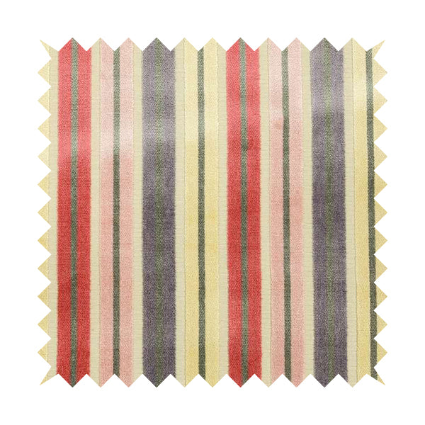 Ziani Cut Velvet Fabric In Striped Pattern Spring Red Purple Pink Grey Colour JO-185 - Roman Blinds