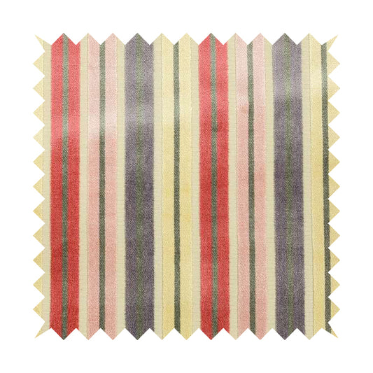 Ziani Cut Velvet Fabric In Striped Pattern Spring Red Purple Pink Grey Colour JO-185