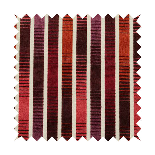 Ziani Designer Faded Striped Velvet Soft Pattern In Vibrant Purple Red Pink Orange Colour JO-189