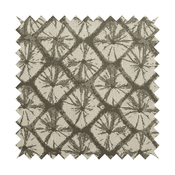 Geometric Stone Design Cream Grey Colour Chenille Upholstery Fabric JO-19