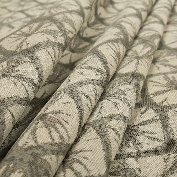 Geometric Stone Design Cream Grey Colour Chenille Upholstery Fabric JO-19 - Made To Measure Curtains