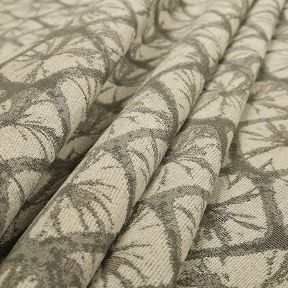 Geometric Stone Design Cream Grey Colour Chenille Upholstery Fabric JO-19 - Made To Measure Curtains